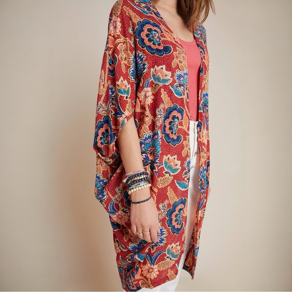 Anthropologie Andersen‎ & Lauth Floral Batwing Kimono Wrap Boho Oversized